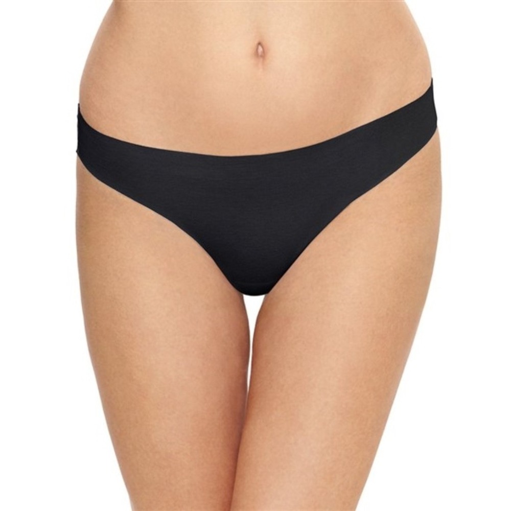 NWTD Wacoal Large 2pr Beyond Naked Cotton Thongs 879259 Black White 132357